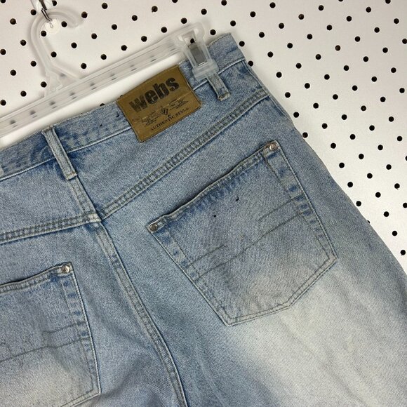 webs Baggy Jean Shorts Size 34 Light Wash Grunge Work Jorts Wide Leg‎ Skate Y2K - Picture 3 of 7